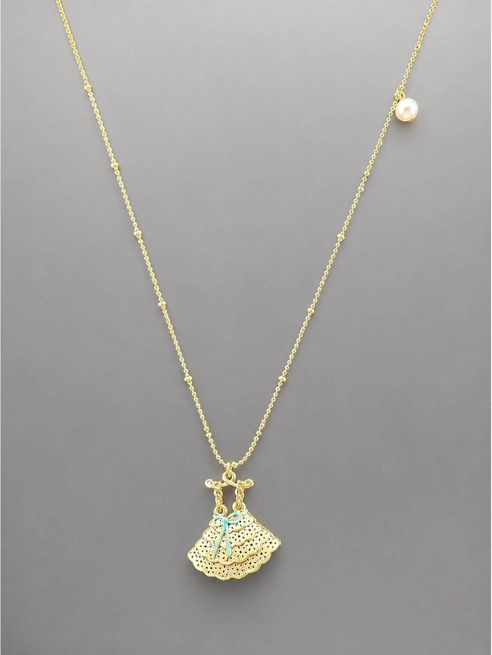 Betsey Johnson Necklace with Dress Pendant and Pearl